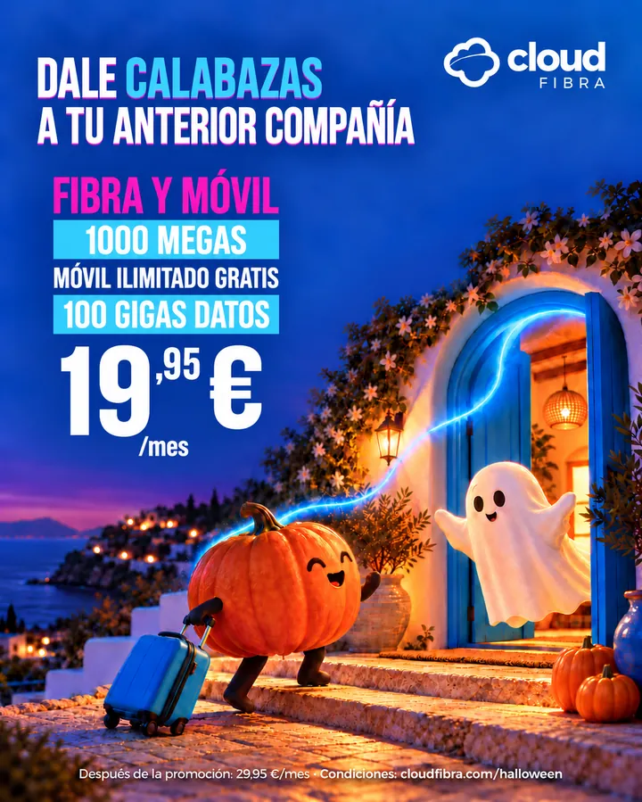 Carabassa amb maleta deixant la seua antiga companyia: MIX1000 per 19,95 € al mes